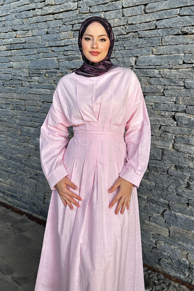 Liora Piliseli Elbise - Pembe - 5