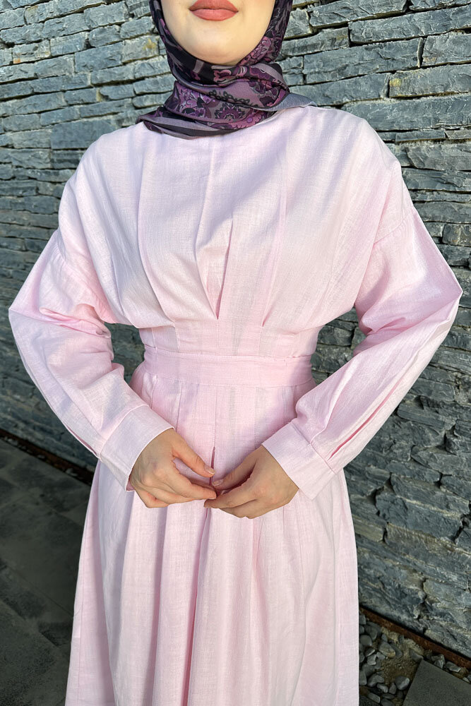 Liora Piliseli Elbise - Pembe - 3