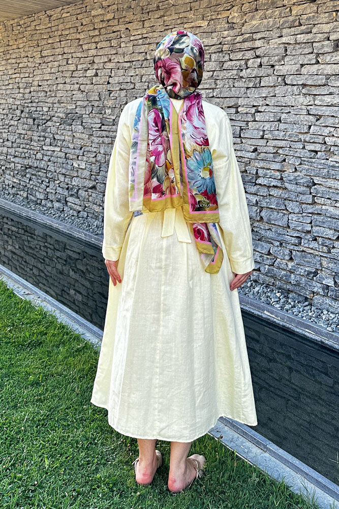 Liora Piliseli Elbise - Sarı - 8