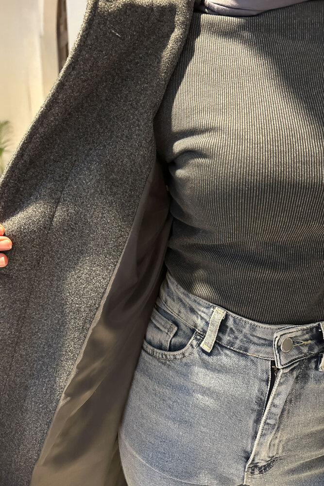 Lonavé Uzun Kaşe Kaban - Antrasit - 8