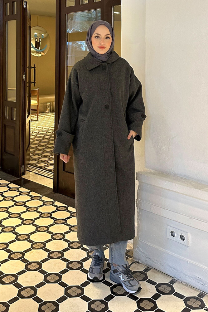 Lonavé Uzun Kaşe Kaban - Antrasit - 5