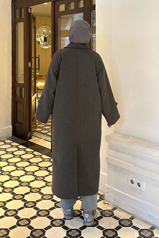 Lonavé Uzun Kaşe Kaban - Antrasit - 2