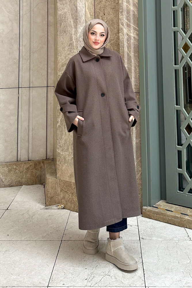 Lonavé Uzun Kaşe Kaban - Vizon - 2