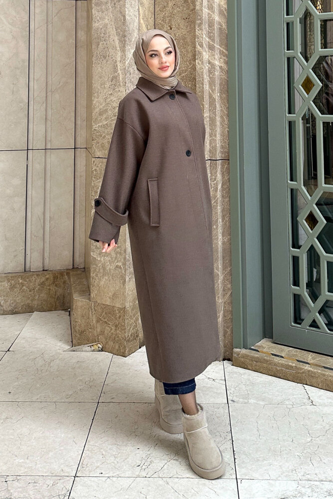 Lonavé Uzun Kaşe Kaban - Vizon - 7