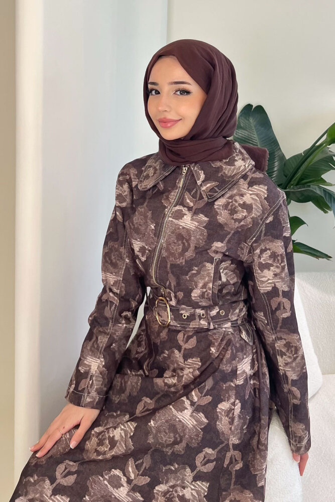 Luce Batik Desen Etek Takım - Kahverengi - HEWES (1)