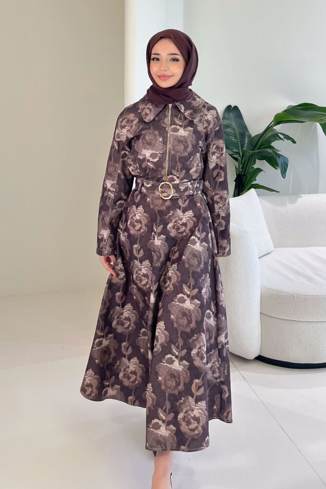 Luce Batik Desen Etek Takım - Kahverengi - HEWES (2)