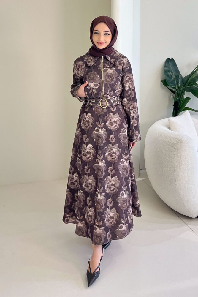 Luce Batik Desen Etek Takım - Kahverengi - HEWES (0)