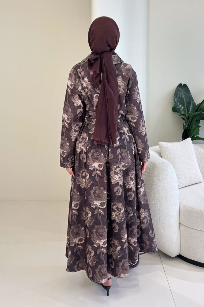 Luce Batik Desen Etek Takım - Kahverengi - 8