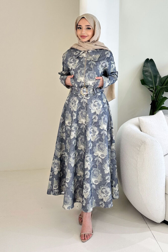 Luce Batik Desen Etek Takım - Lacivert - HEWES (4)