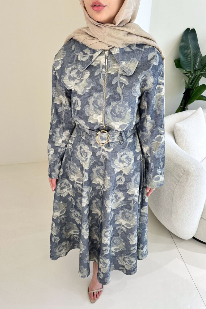 Luce Batik Desen Etek Takım - Lacivert - 4