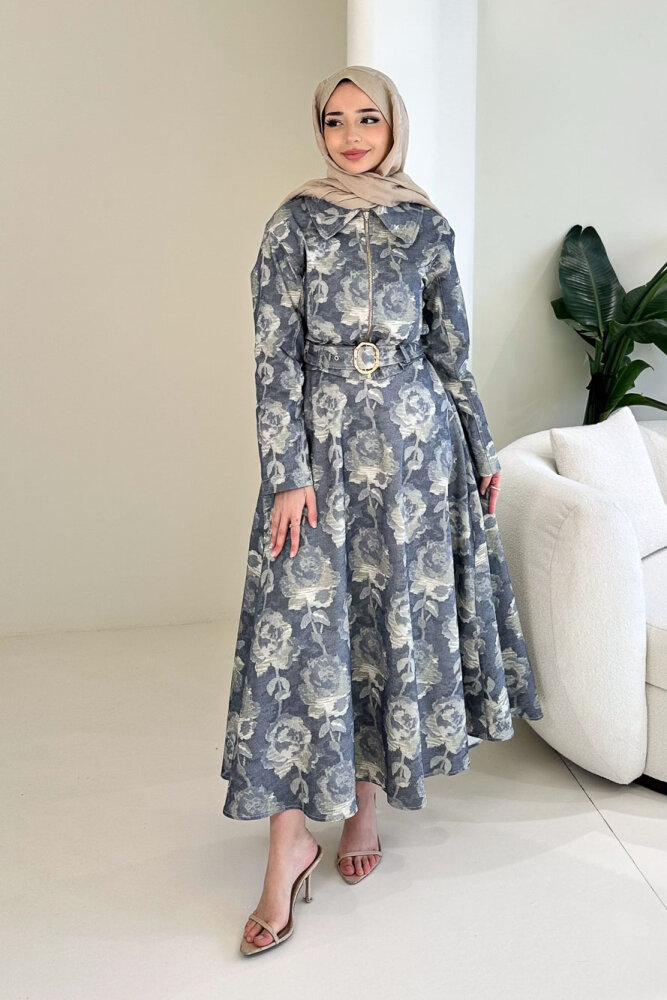 Luce Batik Desen Etek Takım - Lacivert - 7
