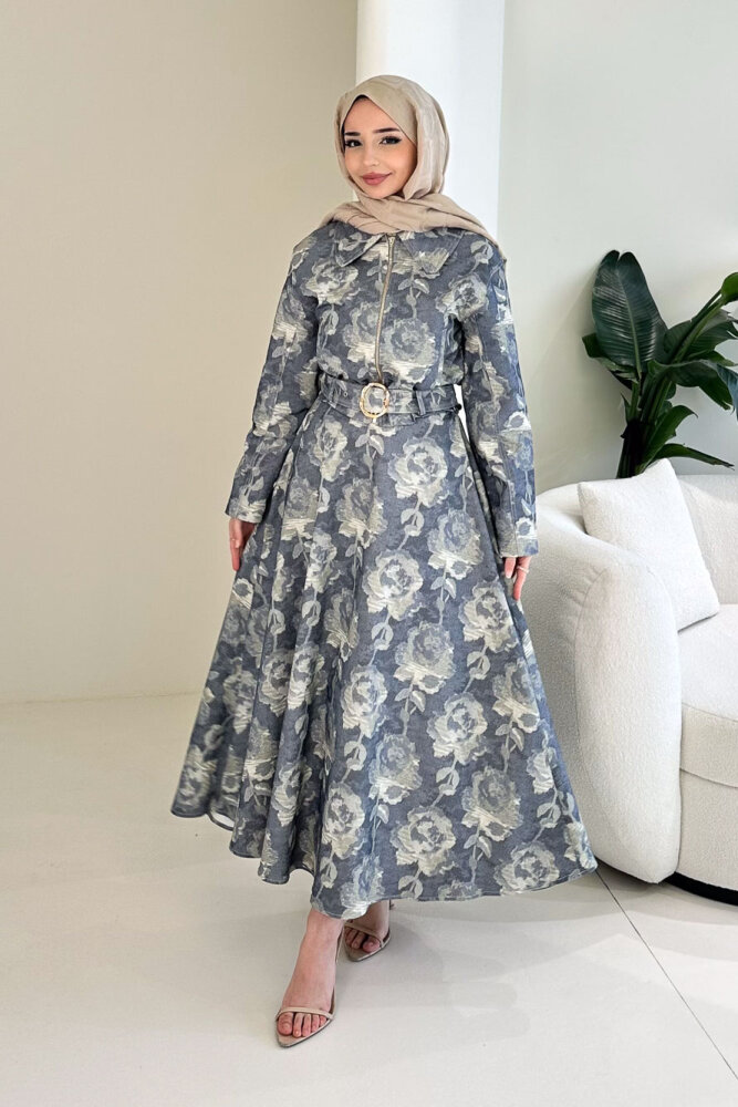 Luce Batik Desen Etek Takım - Lacivert - HEWES (2)