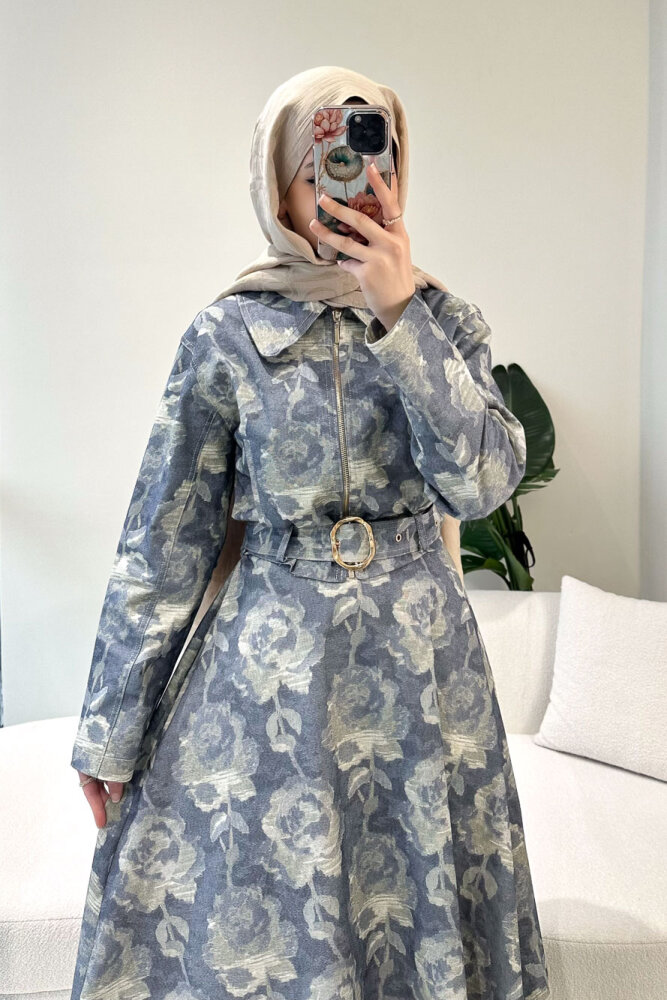 Luce Batik Desen Etek Takım - Lacivert - 8