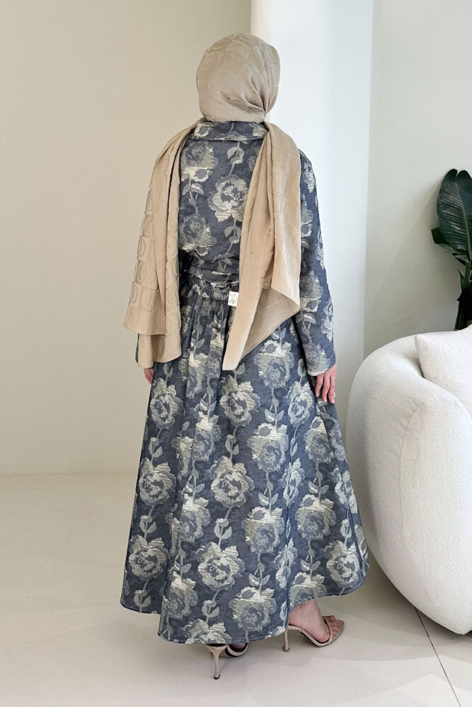 Luce Batik Desen Etek Takım - Lacivert - 10