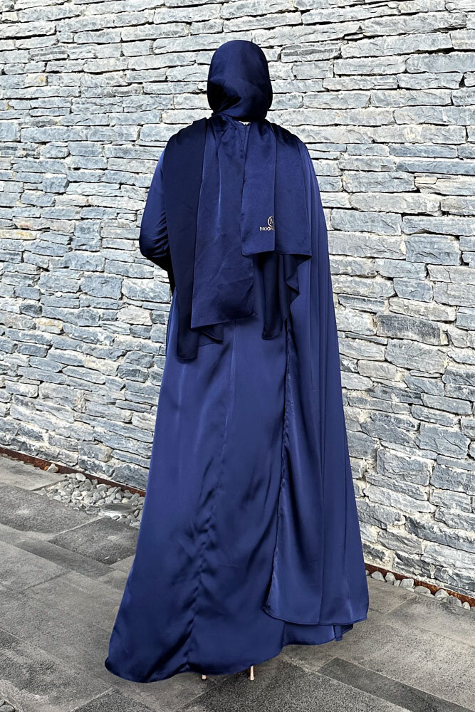 Lucia Saten Drape Elbise - Lacivert - 8