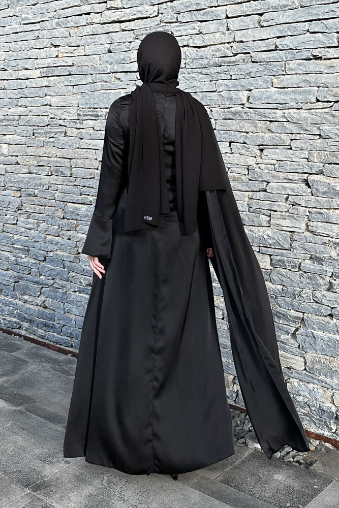Lucia Saten Drape Elbise - Siyah - 8