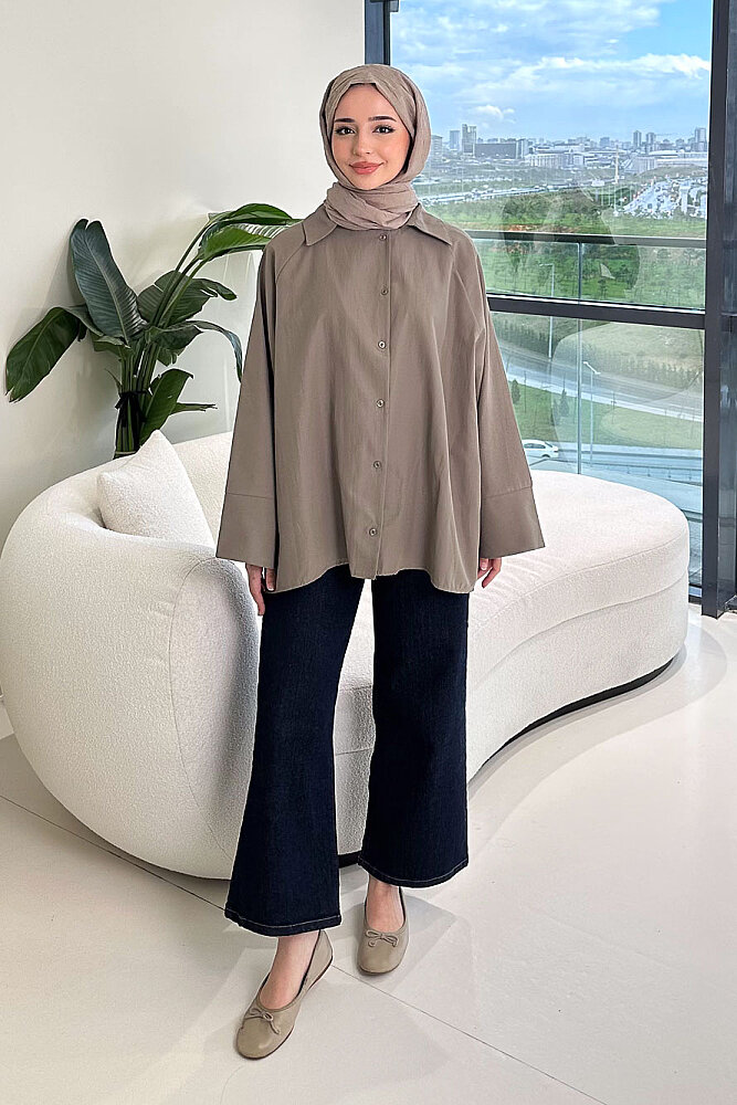 Lucy Poplin Gömlek - Haki - 1