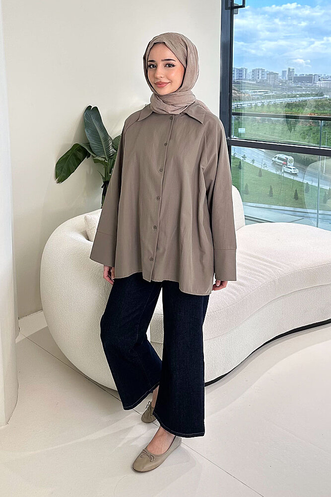 Lucy Poplin Gömlek - Haki - ENMA (3)