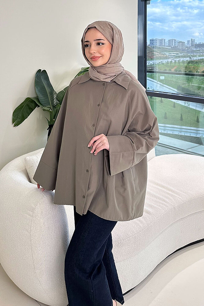 Lucy Poplin Gömlek - Haki - 3