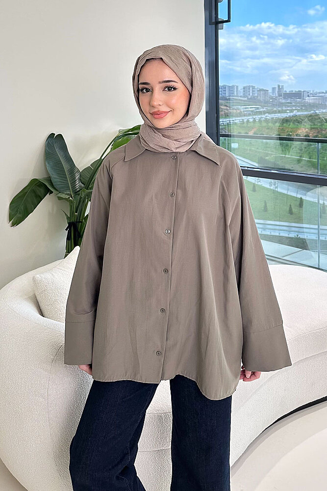 Lucy Poplin Gömlek - Haki - 5