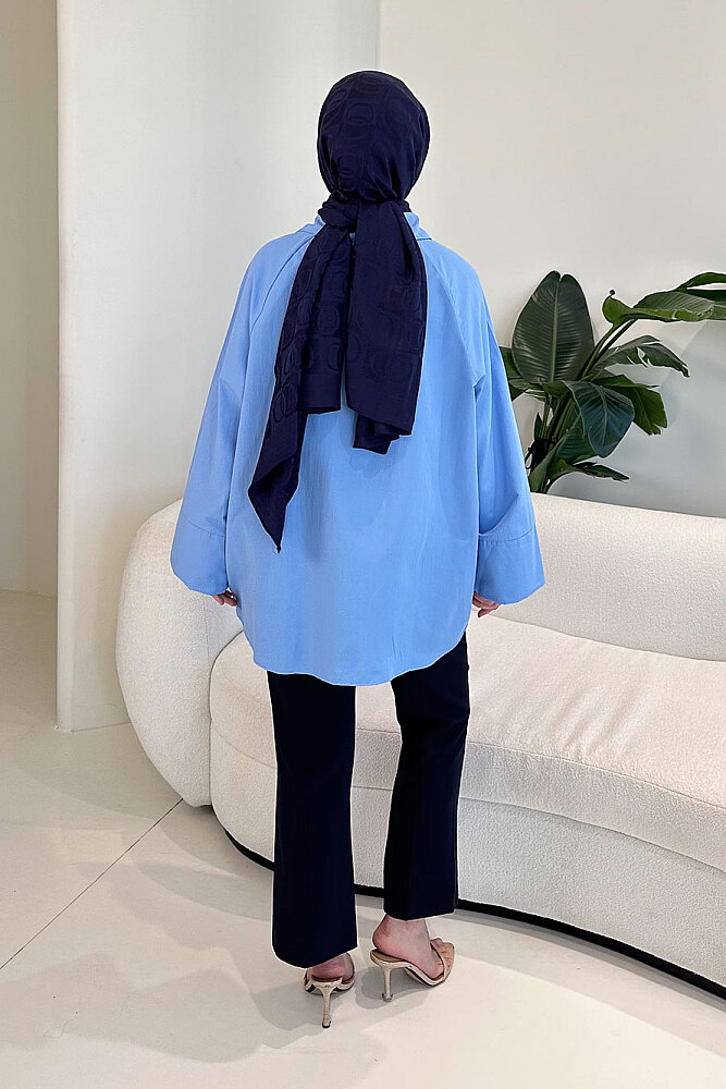 Lucy Poplin Gömlek - Mavi - 8