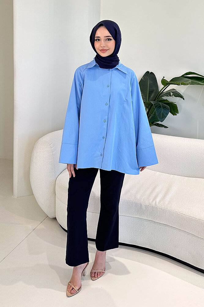 Lucy Poplin Gömlek - Mavi - ENMA (2)