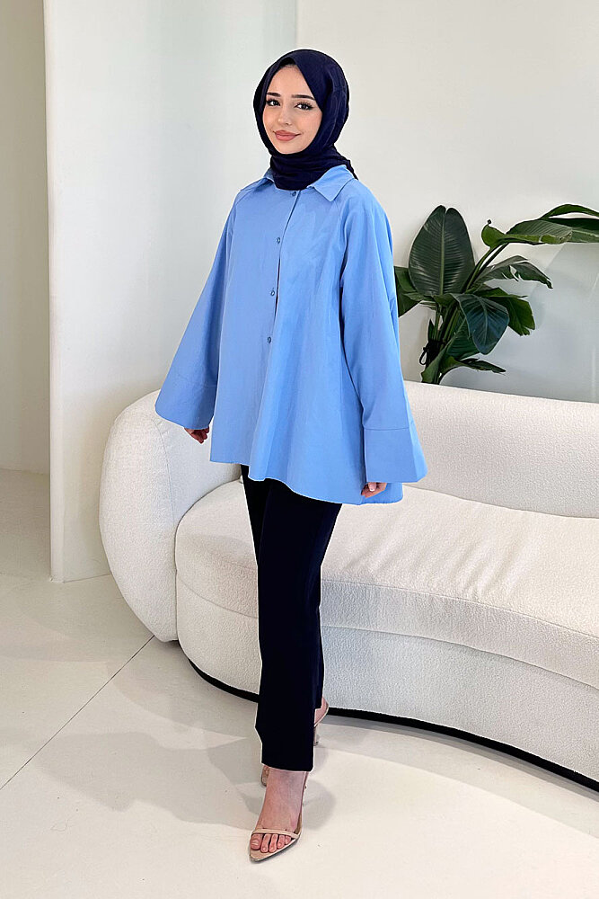 Lucy Poplin Gömlek - Mavi - ENMA (0)