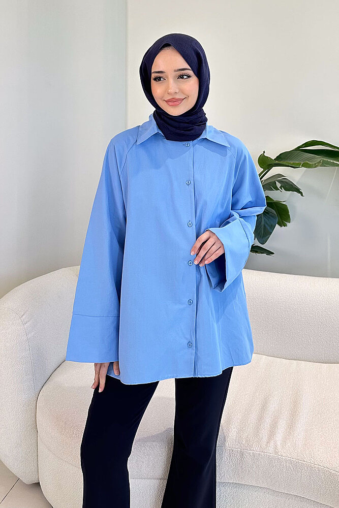 Lucy Poplin Gömlek - Mavi - ENMA (5)