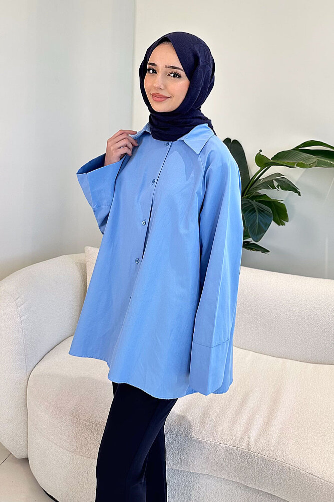 Lucy Poplin Gömlek - Mavi - ENMA (3)