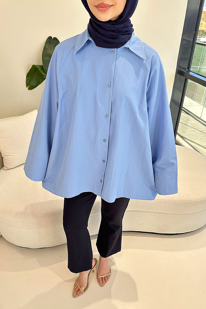 Lucy Poplin Gömlek - Mavi - 2