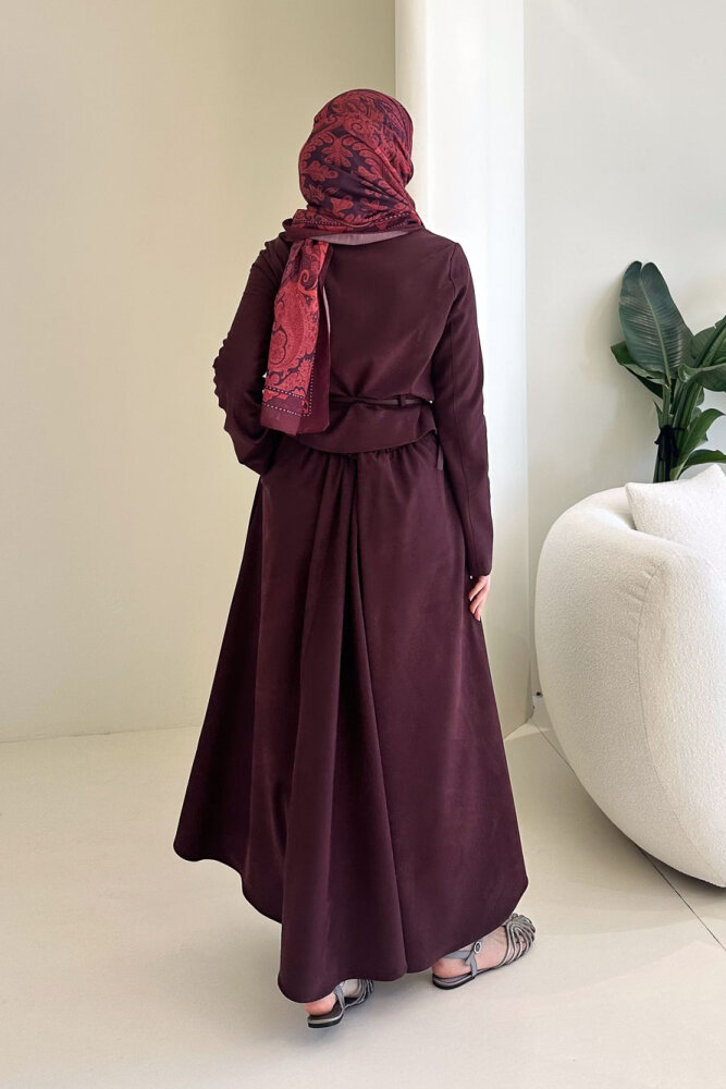 Lumi Gizli Fermuarlı Etekli Takım - Bordo - 10