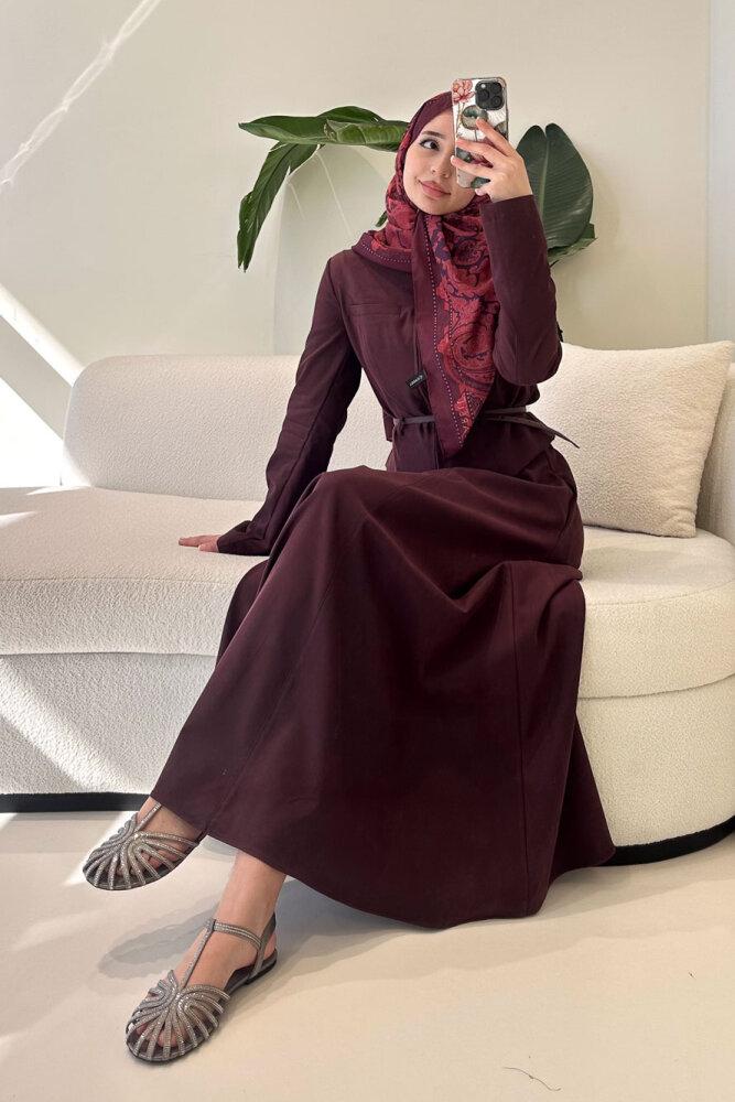 Lumi Gizli Fermuarlı Etekli Takım - Bordo - 1