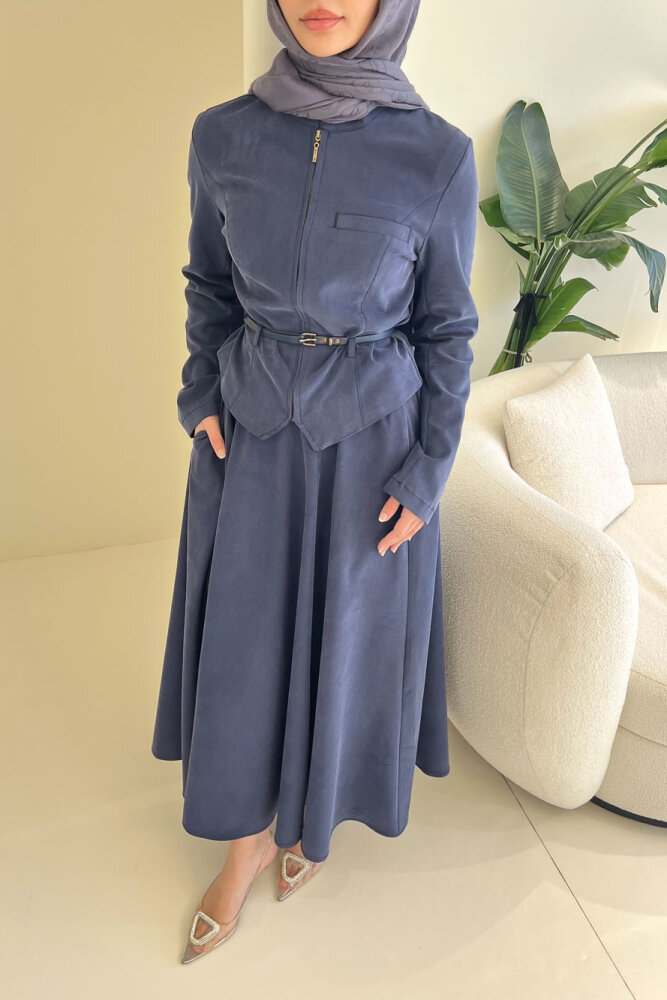 Lumi Gizli Fermuarlı Etekli Takım - Lacivert - HEWES (3)