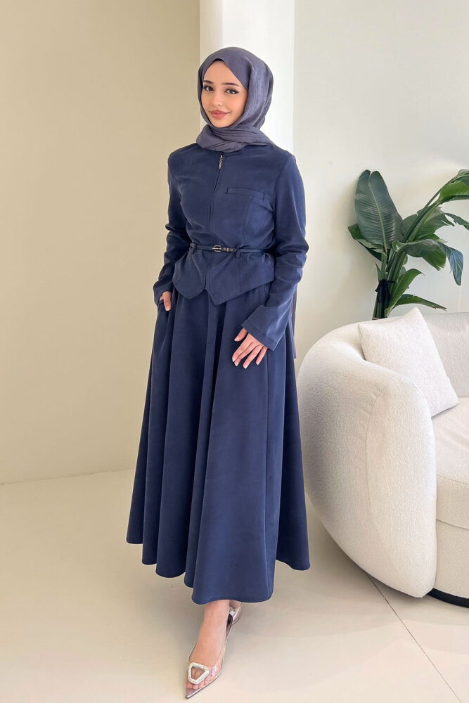 Lumi Gizli Fermuarlı Etekli Takım - Lacivert - HEWES (5)