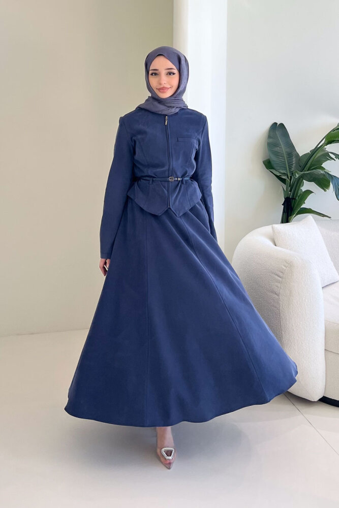 Lumi Gizli Fermuarlı Etekli Takım - Lacivert - 9