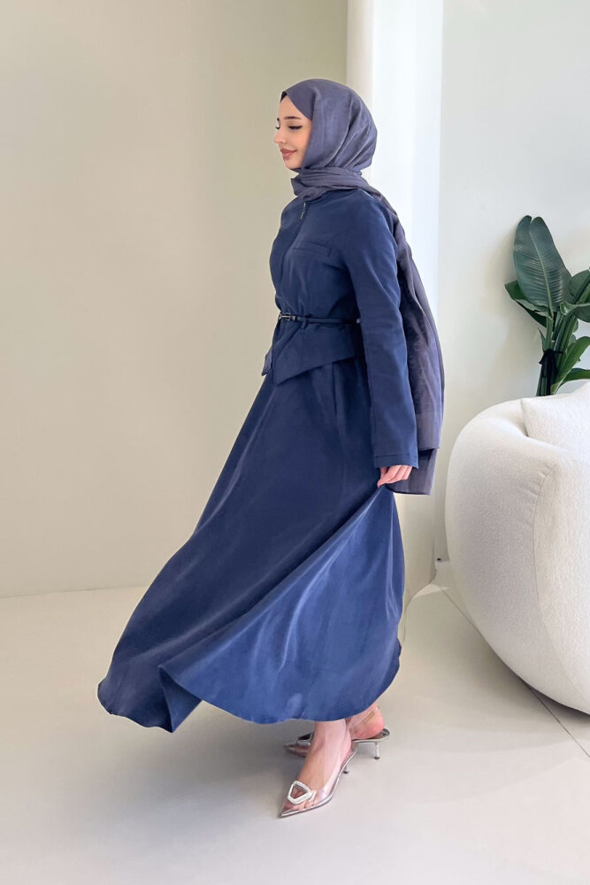 Lumi Gizli Fermuarlı Etekli Takım - Lacivert - 7