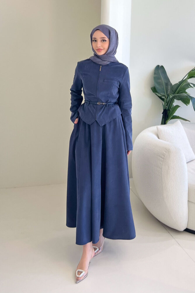 Lumi Gizli Fermuarlı Etekli Takım - Lacivert - HEWES (2)