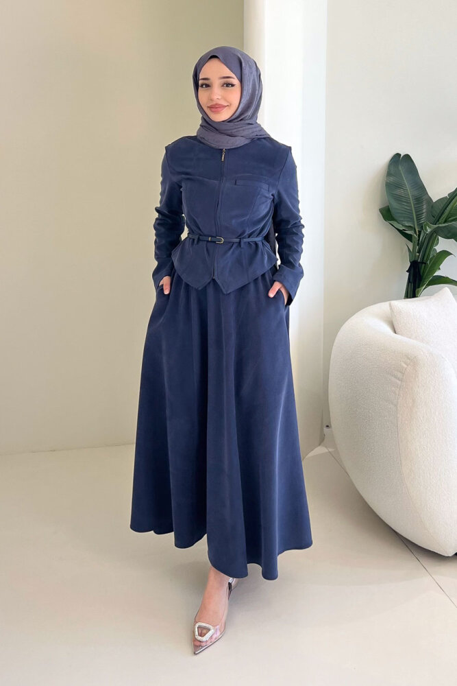 Lumi Gizli Fermuarlı Etekli Takım - Lacivert - 8