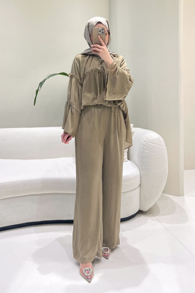 Lunessa Şifon Pantolonlu Takım - Haki - ALLMİSS (0)