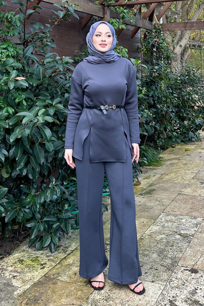Luxe Scuba Pantolonlu Takım - Antrasit - 1