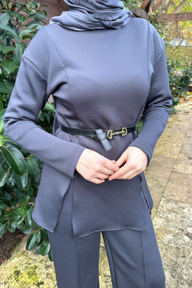 Luxe Scuba Pantolonlu Takım - Antrasit - 4