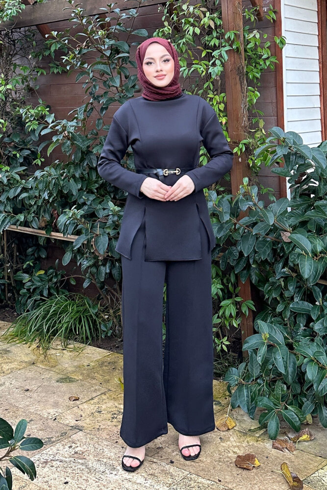 Luxe Scuba Pantolonlu Takım - Siyah - JOUE (1)