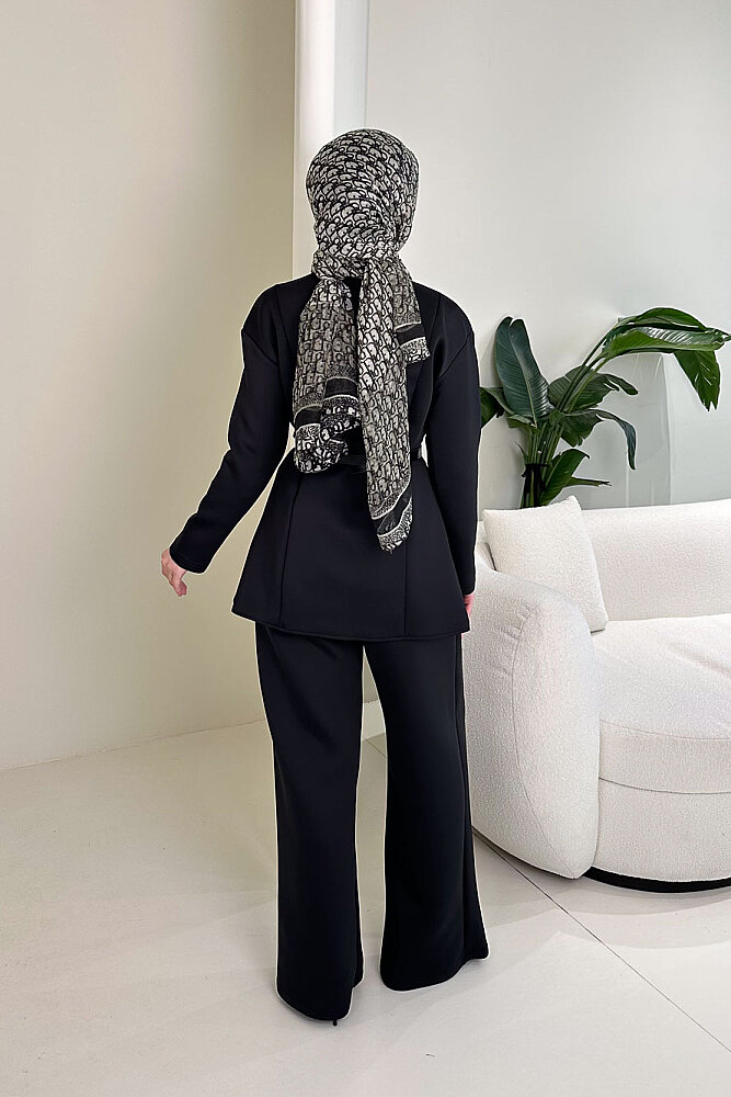 Luxe Scuba Pantolonlu Takım - Siyah - JOUE (5)