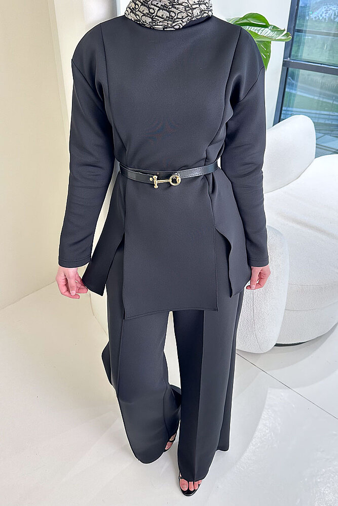 Luxe Scuba Pantolonlu Takım - Siyah - JOUE (3)