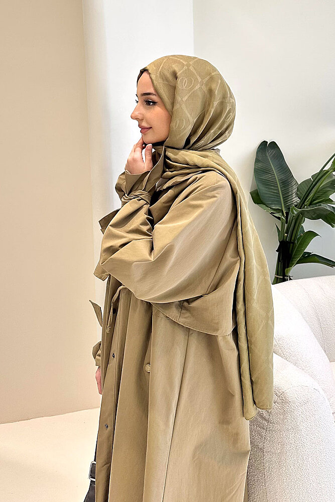 Lyon Beli Büzgülü Trençkot - Haki - ALLMİSS (4)