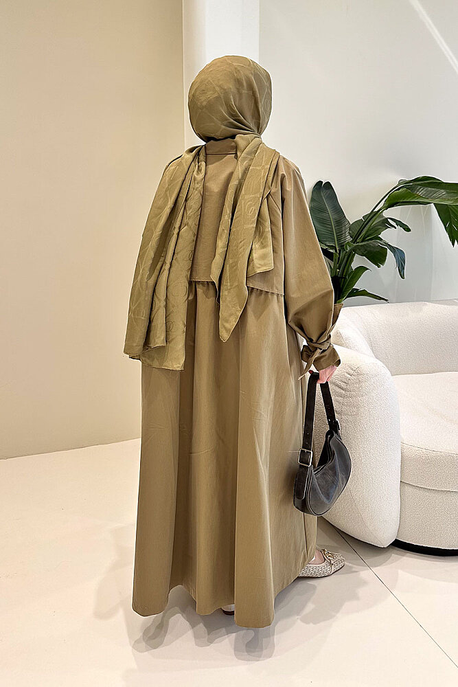 Lyon Beli Büzgülü Trençkot - Haki - ALLMİSS (5)