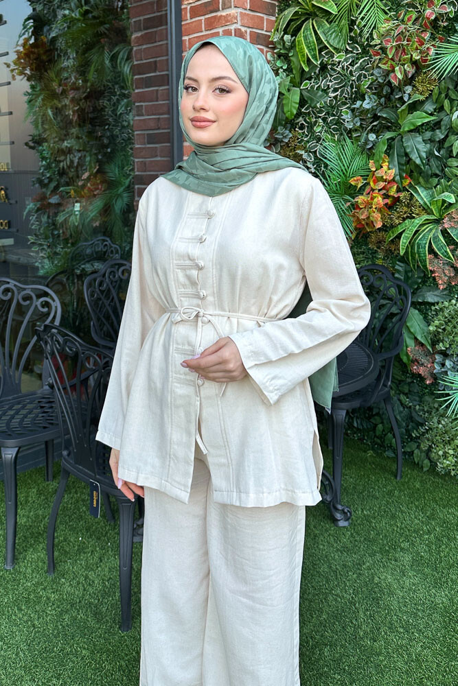 Lyra Düğmeli Takım - Bej - 5