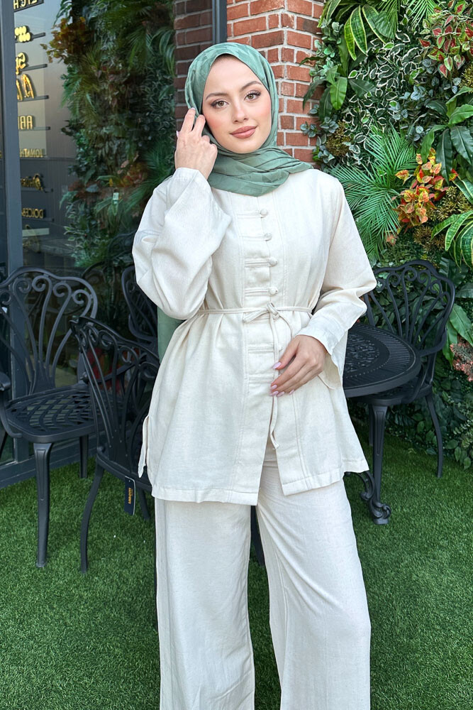 Lyra Düğmeli Takım - Bej - 2