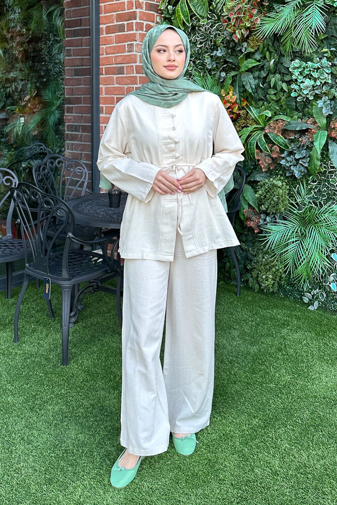 Lyra Düğmeli Takım - Bej - 6