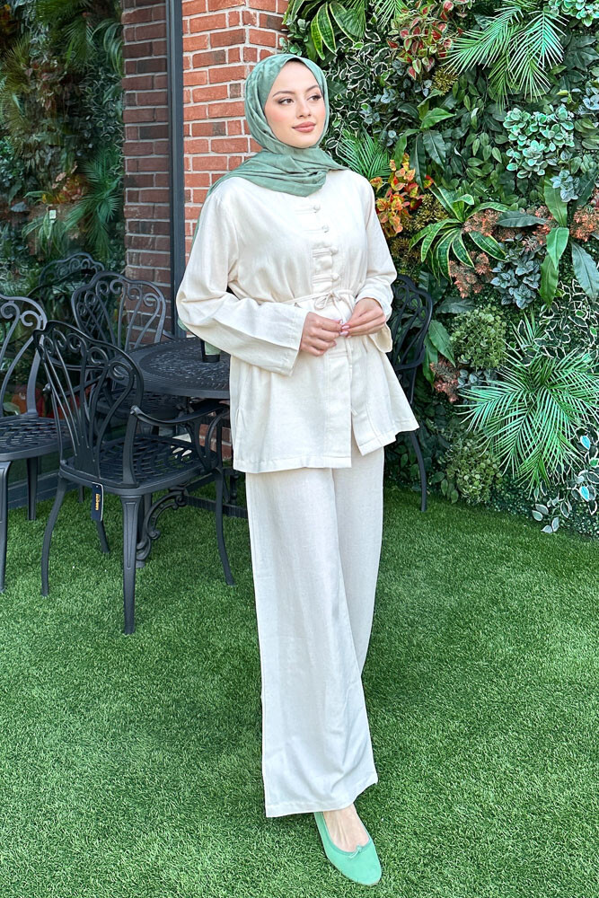Lyra Düğmeli Takım - Bej - 4